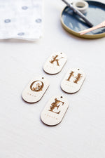 Load image into Gallery viewer, Personalized Wooden Botanical Monogram Tags
