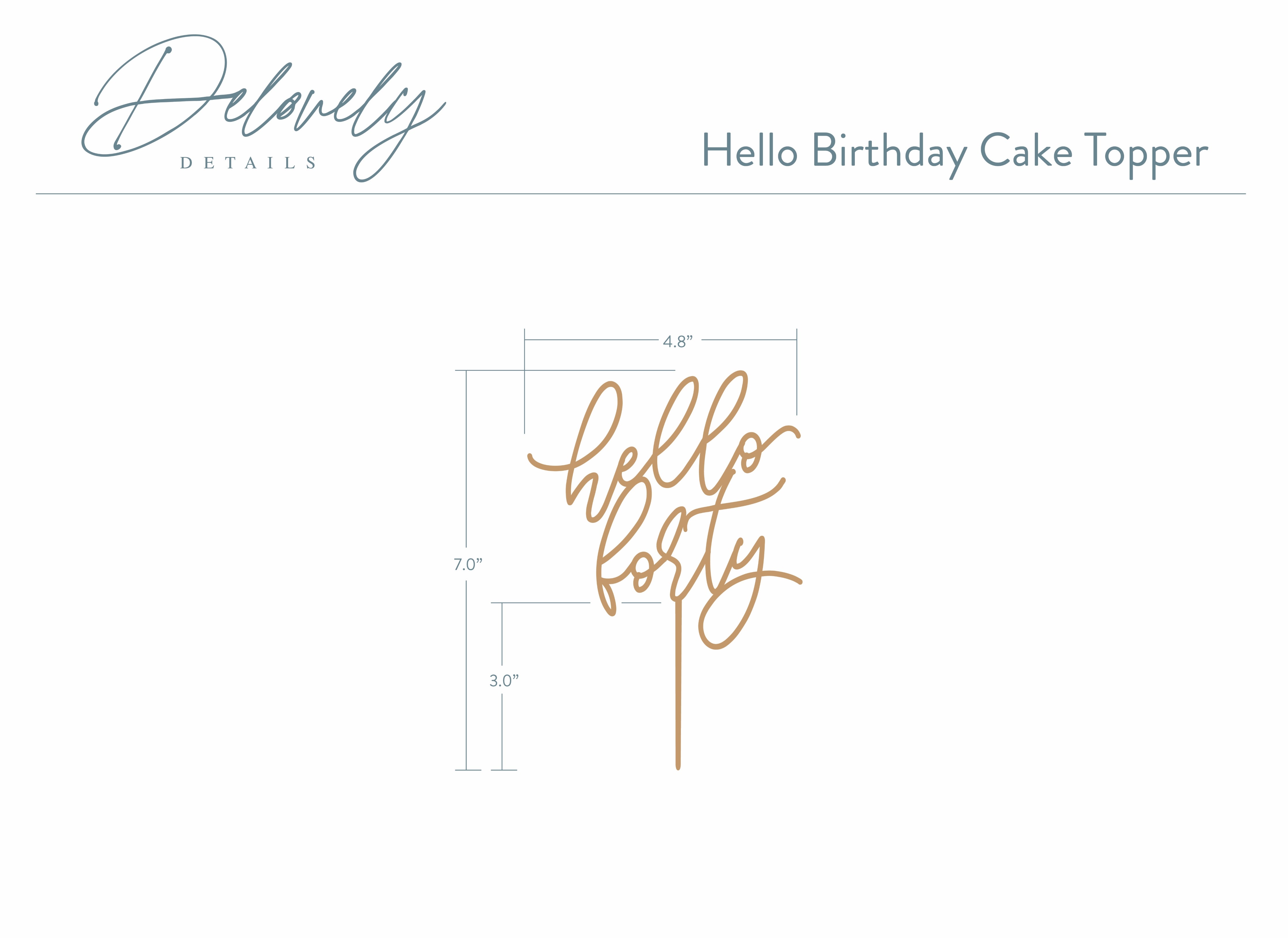 Hello Birthday Cake Topper